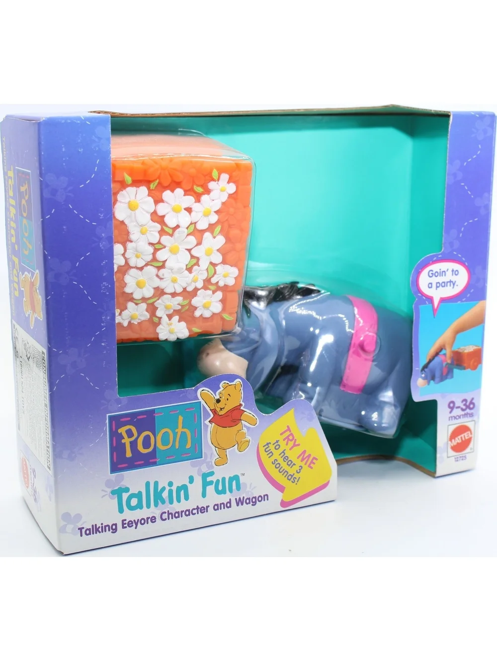 NIB VTG Disney Pooh Talkin' Fun Talking Eeyore Character And Wagon Toy 9-36 Mo.